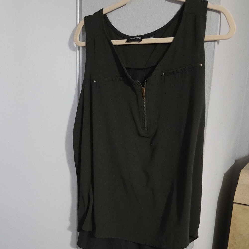 Army Green Sleeveless Top